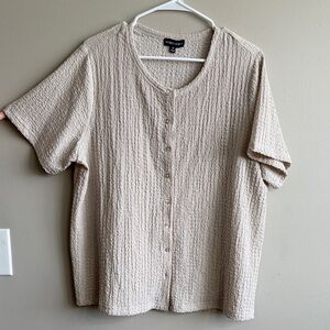 Tan Textured Button-Up Top